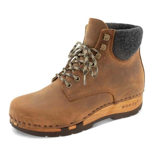 Mona Damen Clog Stiefelette woody® - Tabacco